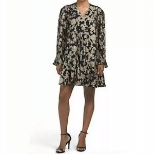 New Anthropologie Gold Foil Metallic Tunic Dress Size Small